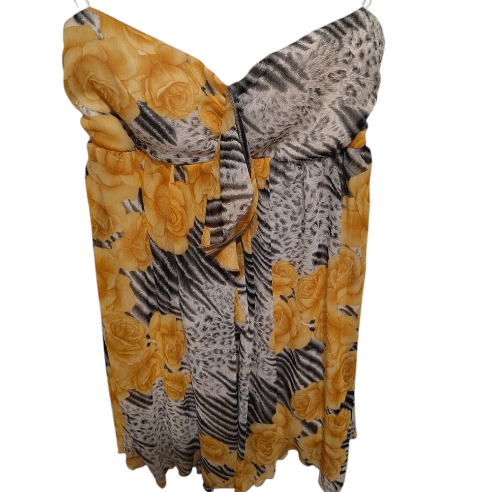 Style & Co. Yellow and Gray Floral Dress"OS" generally stands for "One Size," in